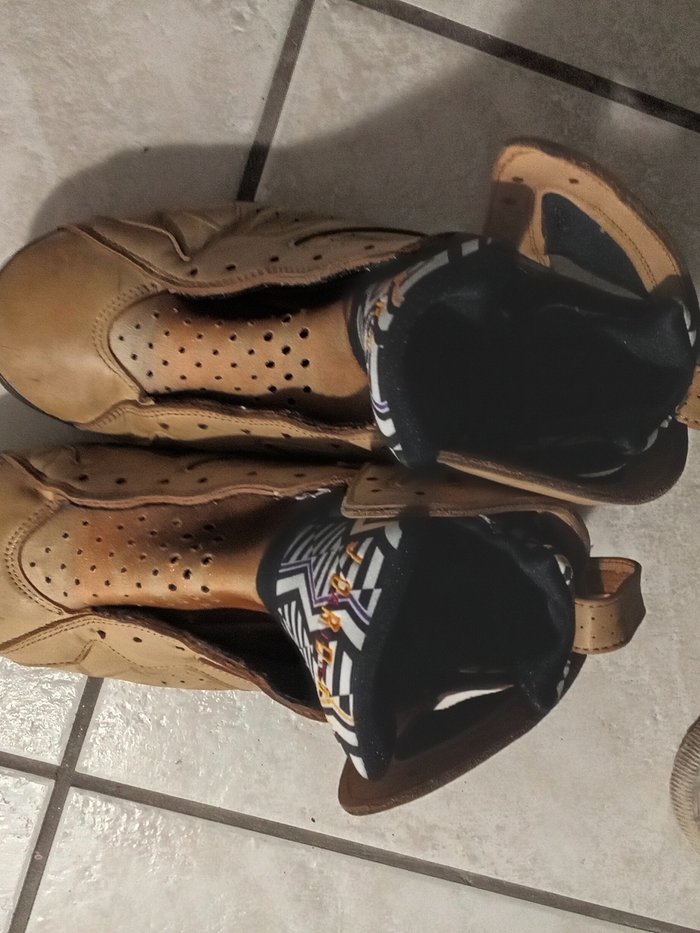 Jordan Men's Brown Athletic Sneakers with Black and Patterned Tongue